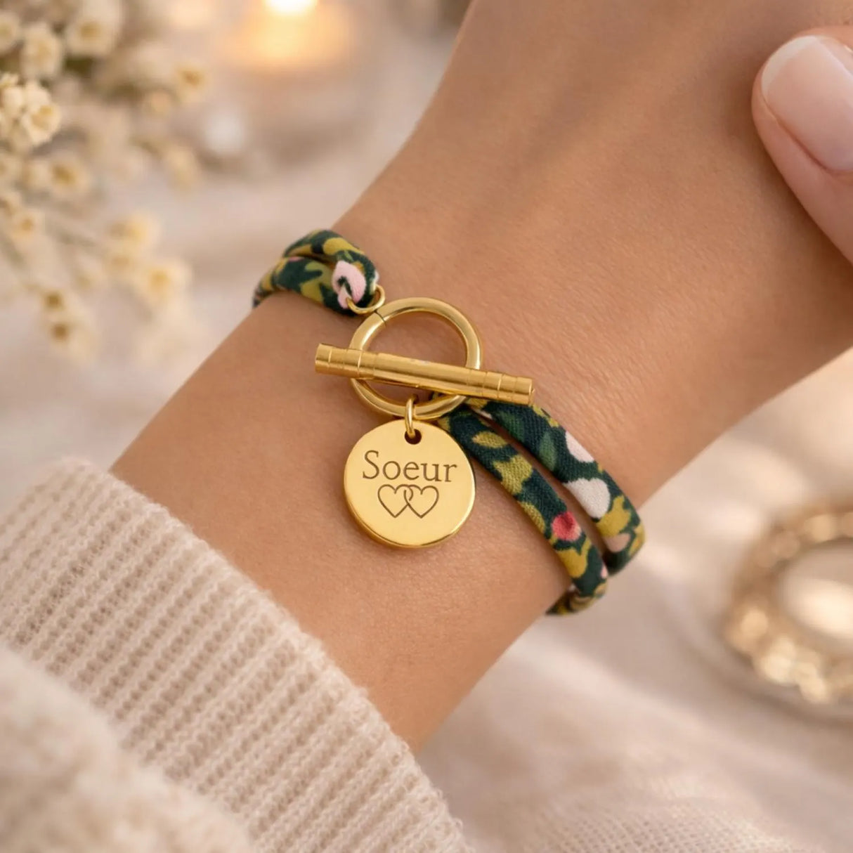 Annonce grossesse Marraine, Bracelet à personnalisé gravé Marraine liberty, Bracelet annonce naissance, Cadeau de demande Marraine