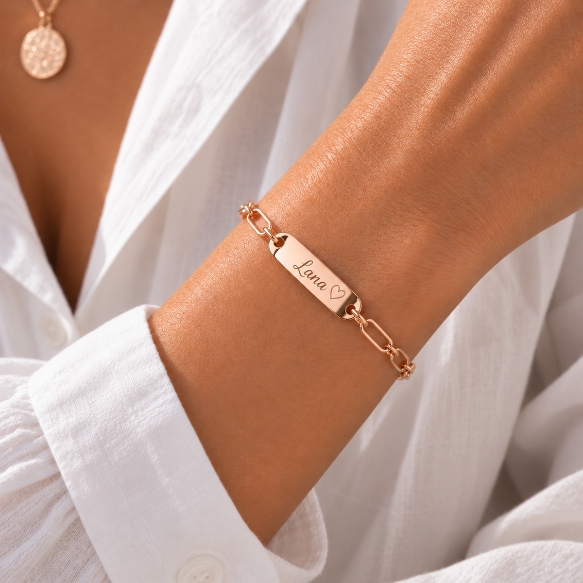 Bracelet Personnalisé gourmette gravé en acier inoxydable