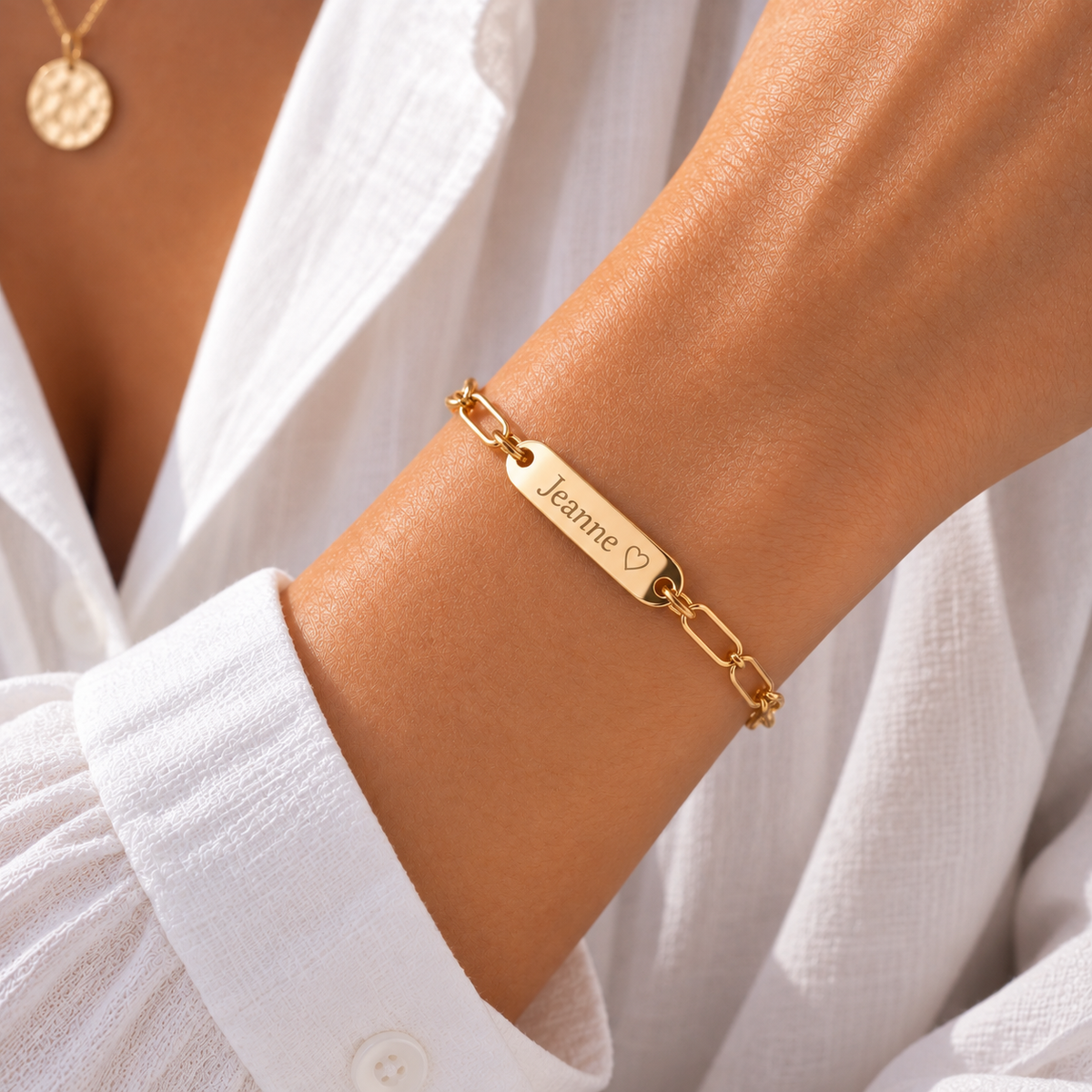 Bracelet Personnalisé gourmette gravé en acier inoxydable