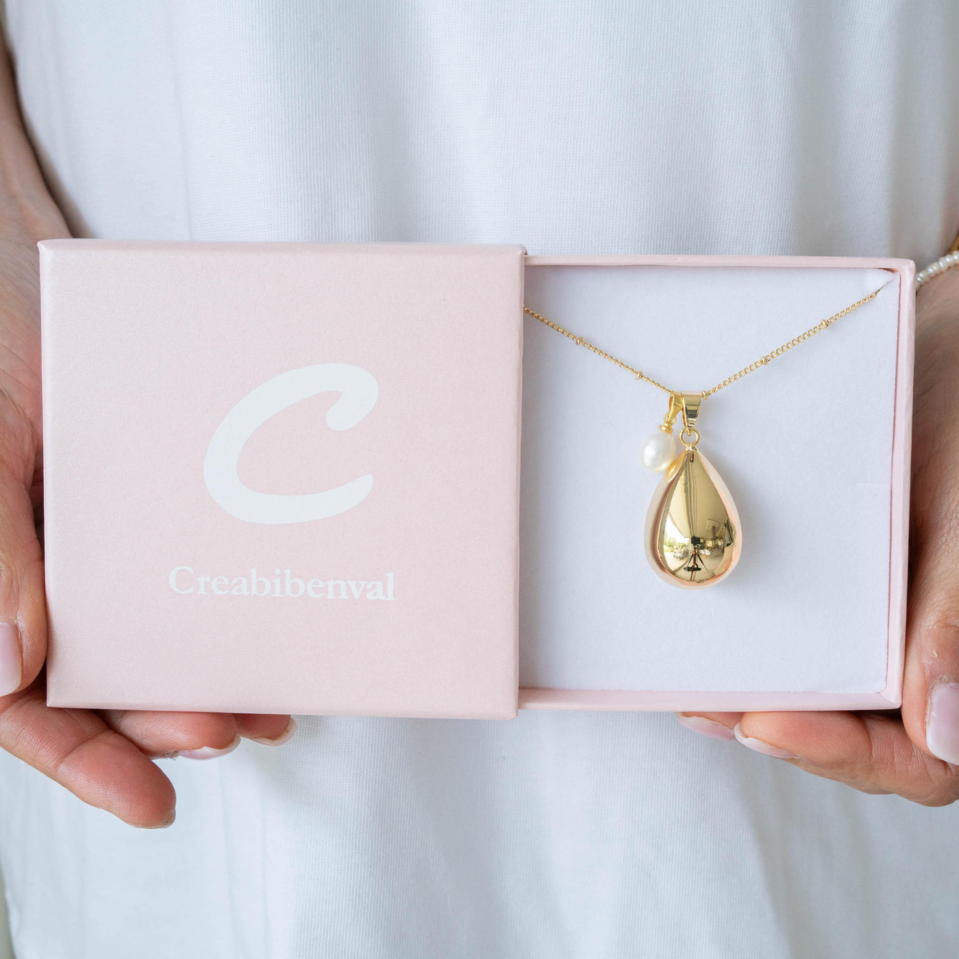 Bola de grossesse goutte or jaune pendentif perle d'eau douce | Creabibenval