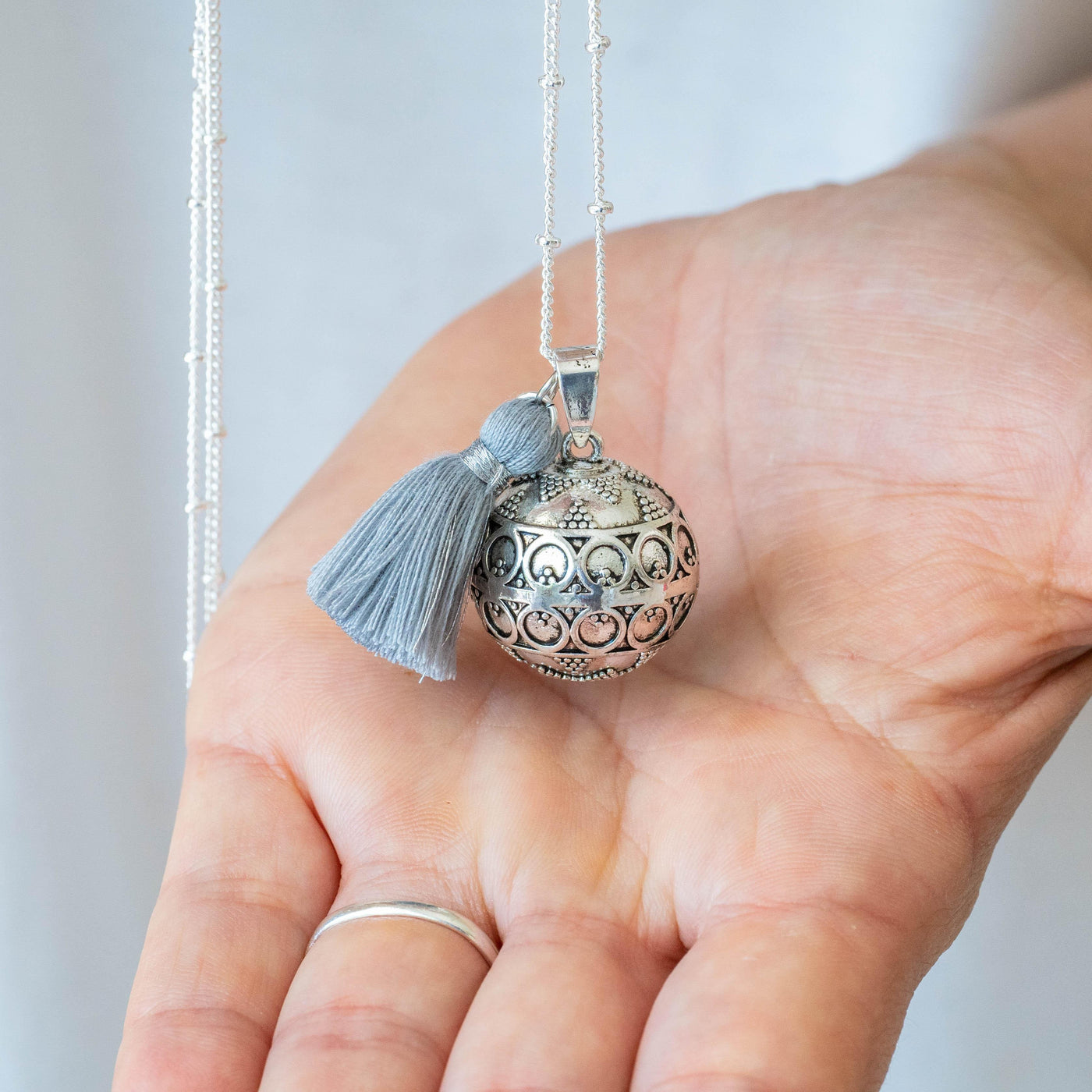 Bola de grossesse vintage argent pompon | Creabibenval